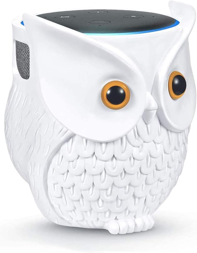 Echo Dot Owl Holder Stand, Owl Statue Smart Speaker Holder Stand for Echo Dot 4th, 3rd, 2nd and 1st Generation, Google Home Mini, Google Nest Mini 2nd Gen, Cartoon Decor Owl Shape Home Decor