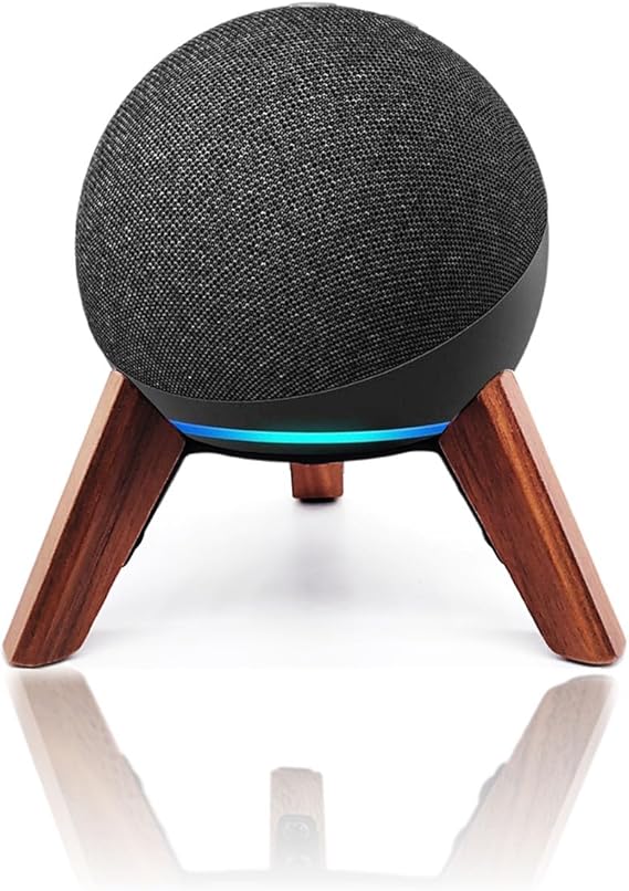 Real Wood Stand for Echo Dots(4th Gen)(5th Gen),Tripod Accessories Protect Smart Speaker get Better Sound,Secure Stable Wooden Mount Holder for Echo Dot (Walnut)